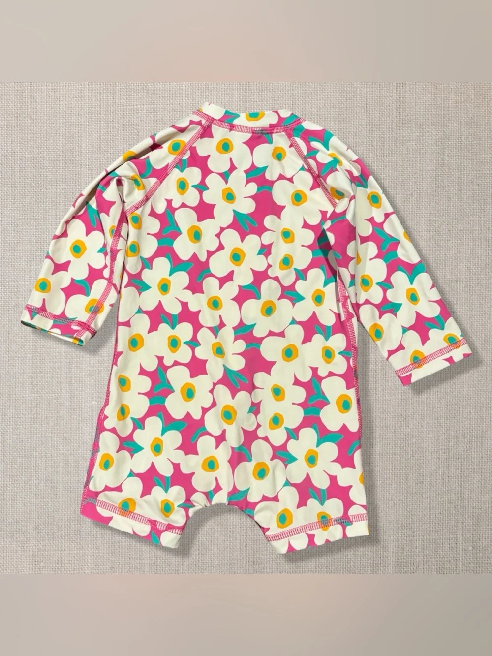 Hanna Andersson Baby Rash Guard Swimsuit 6-12M Bold Poppy Floral UPF 50+